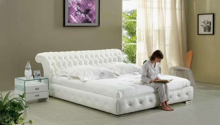 Leder Bedbekleding Ontwerp Luxe Dubbele Hotel Slaapkamer Bedden