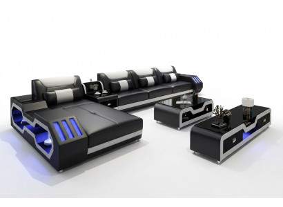 Leder Design Bankstel Bank Bekleding Hoekbank Set Woonlandschap Hoekbank