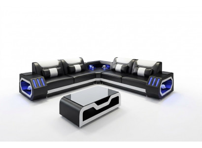 LED Verlichte hoekbank woonkamer leren bank zetel bekleding woonlandschap sofa