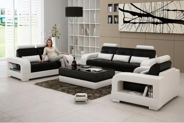 Leren bank Bankstel Bankstel 3+2 set Design Moderne Bank Zitsets
