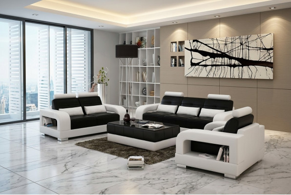 Leren bank Bankstel Bankstel 3+2 set Design Moderne Bank Zitsets