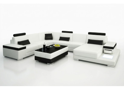 Leren bank Ontwerper bank U-vormige woonlandschap bank bekleding decor hoekbank