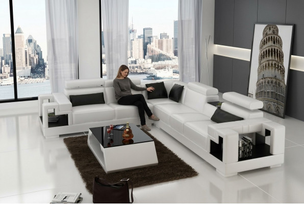 Ontwerper Sofa Bank Hoekbank Leder Woongedeelte Textiel Bekledingsset