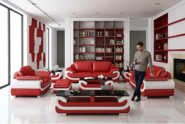 Ontspan Sofaset 3+2+1 zits Set Design Banken Gestoffeerde Bankstellen Leder