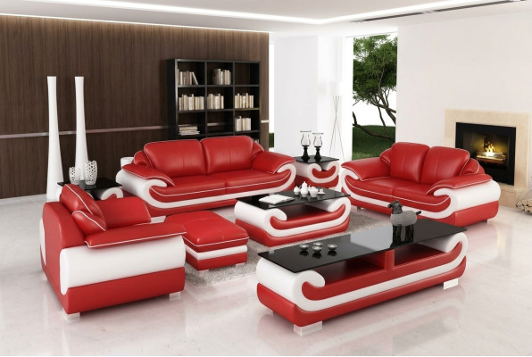 Ontspan Sofaset 3+2+1 zits Set Design Banken Gestoffeerde Bankstellen Leder