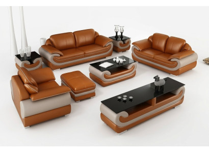 Ledersofa Bank Woonlandschap 3+2 zitsbank stel Modern Ontwerp Xlmeubilair.nl