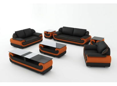 Leren bank Bank Woonlandschap 3+1+1 Zitsamenstelling Design Modern Sofa