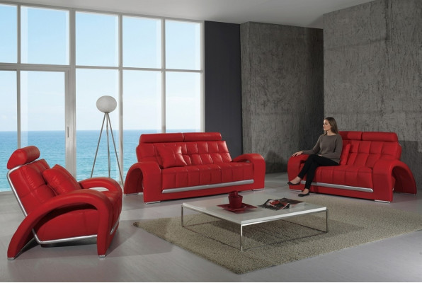 Lederen bank bank woonlandschap 3+1+1 zitter set bank bankstel
