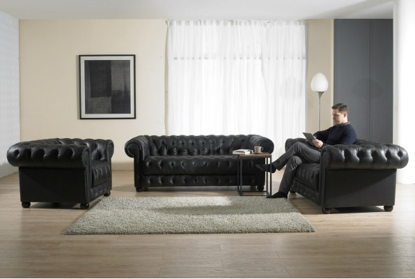 Leren bank zitkussens set Chesterfield stoelen designbank bankstel