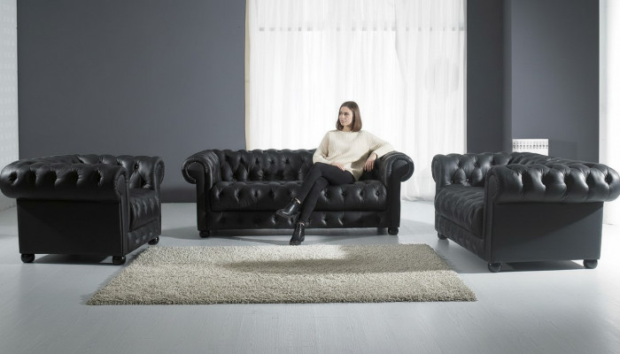 Chesterfield Bank 2 zits Bekleding Design Bankstellen Bankstel Set NIEUW