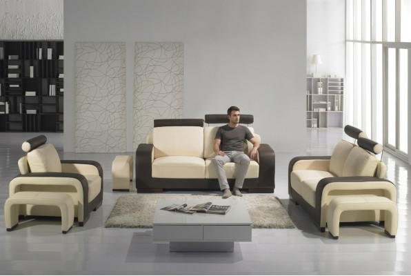 Leren bankstel 3+2+1 zits set decoratie set gestoffeerde bank bank