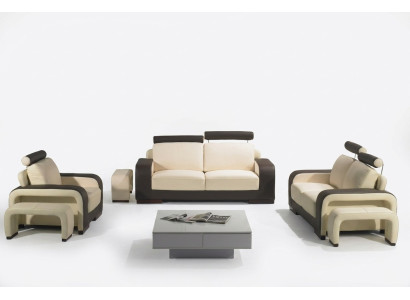 Leren bankstel 3+2+1 zits set decoratie set gestoffeerde bank bank