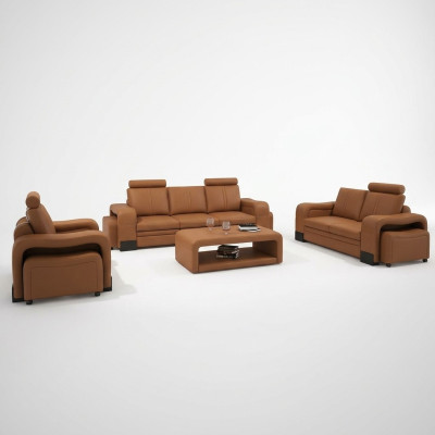 Leren bankstel zithoek 3+2+1 decoratieset meubelset gestoffeerd bankstel bank