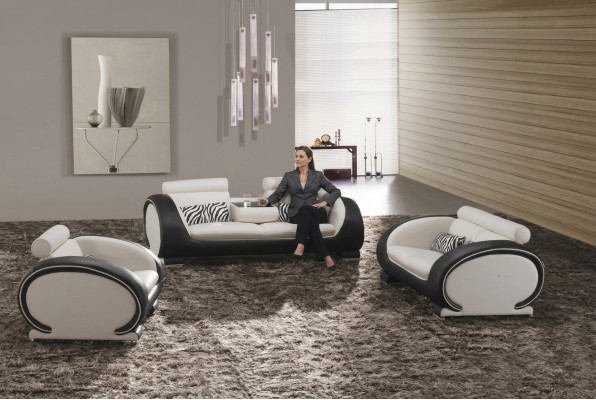 Bankstel 3+2+1 zits set Design bankstellen Gestoffeerde lederen banken Modern