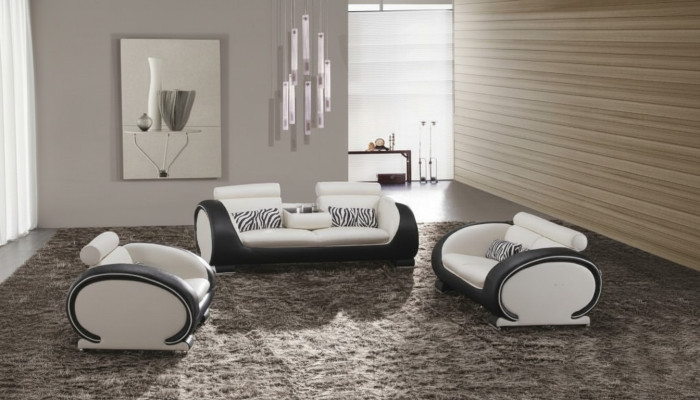 Bankstel 3+2+1 zits set Design bankstellen Gestoffeerde lederen banken Modern