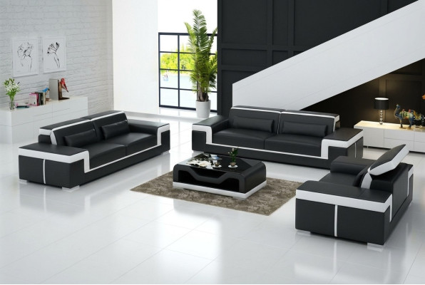 Ledersofa bank woonlandschap 3+2+1 zitbank set design modern bankstel