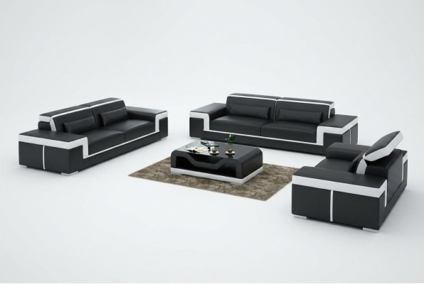 Ledersofa bank woonlandschap 3+2+1 zitbank set design modern bankstel