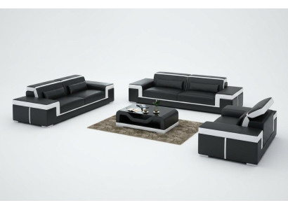 Ledersofa bank woonlandschap 3+2+1 zitbank set design modern bankstel