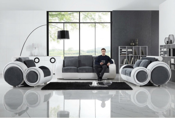 Moderne bankstel 3+2+1 zits set Design banken Beklede banken Textiel