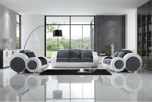 Moderne bankstel 3+2+1 zits set Design banken Beklede banken Textiel