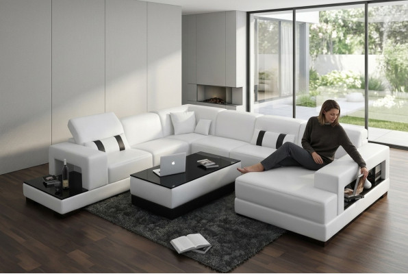 Hoekbank Bank Bank Bekleding Decor Woonlandschap Leer Hoekbanken Set.