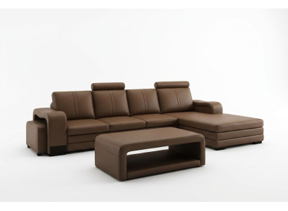 Eckbank bankstel 3-delig Bank tafel Kruk lederen set Banken