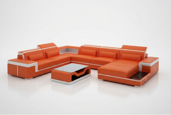 Bank bank stoffen garnituur woonlandschap design hoekbank leder nieuw