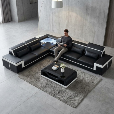 Designer Bank Bank Hoekbank Lederen Stoffen Bank Groep Woonlandschap Bekleding