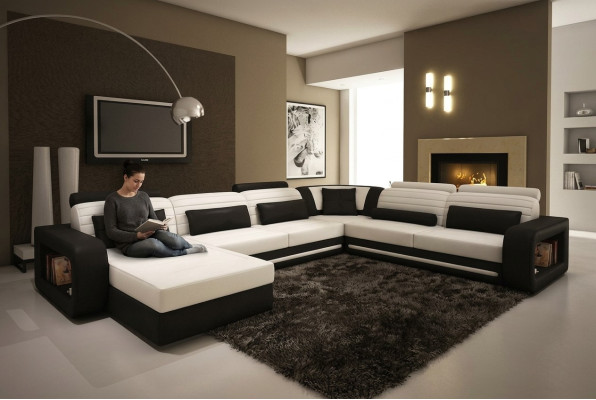 U Vorm Bank Bank Bekleding Hoekbank Set Woonlandschap Lederen Ontwerp