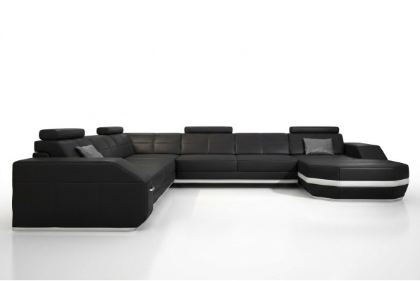 Hoekbank leren bank Big xxl U-vorm woonlandschap bank bank decoratie set