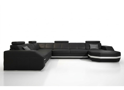 Hoekbank leren bank Big xxl U-vorm woonlandschap bank bank decoratie set