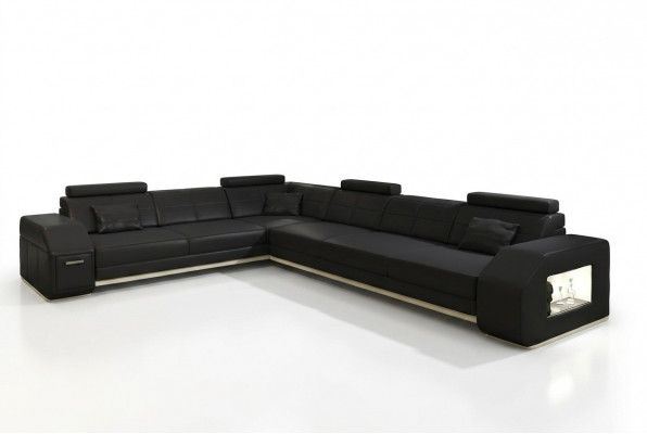 Bank hoekbank leer textiel bekleding groep designer bank woonlandschap