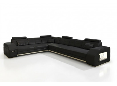 Bank hoekbank leer textiel bekleding groep designer bank woonlandschap