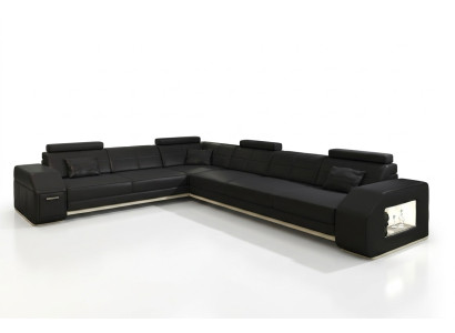 Bank hoekbank leer textiel bekleding groep designer bank woonlandschap