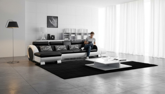Hoekbank leren bank woonlandschap L-vorm decoratieve bank bank bekleding zit hoek