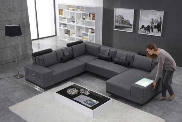 Hoekbank leren bank Big xxl U vorm woonlandschap decor bank bankstel