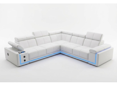 Verlichte leren hoekbank L-vorm met geluid en LED-luidsprekers Modern.