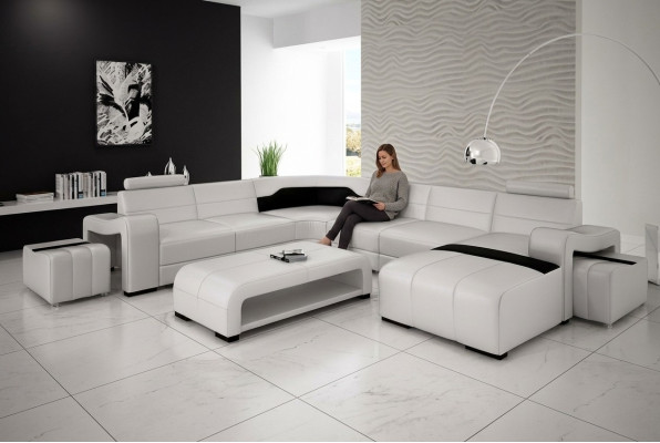 Woonlandschap Bank Bekleding Zitcombinatie Hoekbank Grote Banken + 2 Voetbanken