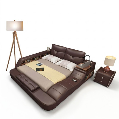 Luxe leren design gestoffeerde bedden dubbele moderne beddecoratie huwelijk exclusief