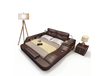 Luxe leren design gestoffeerde bedden dubbele moderne beddecoratie huwelijk exclusief