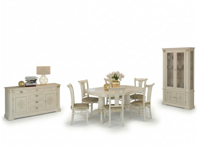 Compleet set eettafel + 6 stoelen eetkamerset eetgroep massief houten tafels 9-delig