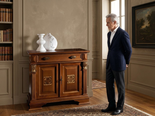 Klassieke wandkast dressoir hout buffet vitrine luxe kast meubels