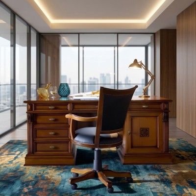 Luxe Washington kantoorset Italiaanse meubels kantoor 3-delig Barok Rococo massief hout