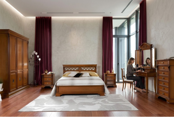 Luxe slaapkamerset 8-delig Bed + 2x Nachtkastje + Kaptafel Designermeubelen Massief hout