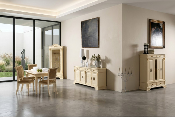 Complete eetkamerset 4x stoelen dressoir 8-delig set tafel dressoir groep massief hout