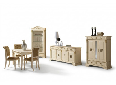 Complete eetkamerset 4x stoelen dressoir 8-delig set tafel dressoir groep massief hout