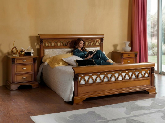 Bed Double Hotel Antik Beds 2x Nightstand Bedroom 3 pieces Baroque Rococo Solid wood  Bed Dubbel Hotel Antiek Bedden 2x Nachtkast Slaapkamer 3-delig Barok Rococo Massief hout