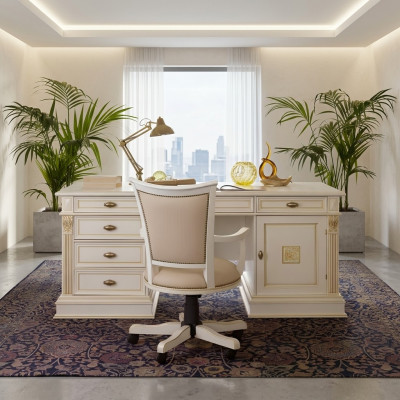Kantoorset Bureau Directeursstoel Compleet kantoor Barok Rococo 2-delig set Massief hout