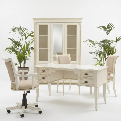 Kantoor Bureau + Stoel Bureautafels Tafel Hout Stoel 2-dlg Set Italië