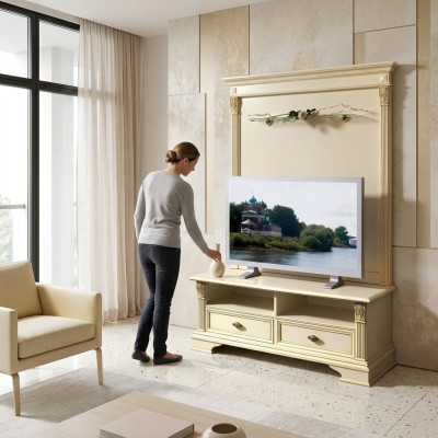Tv-meubel tv-wandrekkastje rtv Laag Italiaans meubilair in antieke stijl hout